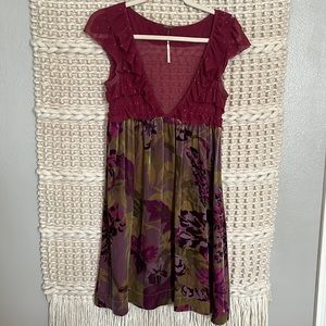 Free People Ruffle/Velvet Dress